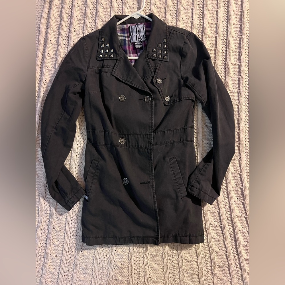 Volcom Black Studded Trench Coat
